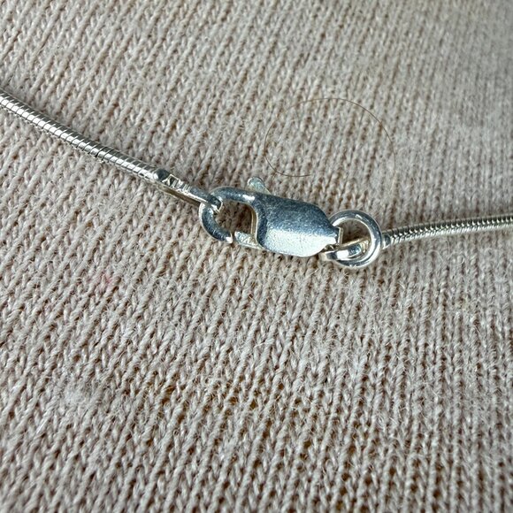 Sterling Silver Monogram Circle Pendant Snake Chain 17" - Picture 5 of 5